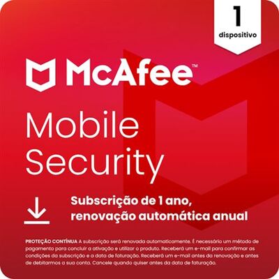McAfee Mobile Security (Android/iOS) - 1 Dispositivo - Subscrição de 1 ano (Cartão com Chave de Produto ou Download Digital) McAfee Mobile Security (Android/iOS) - 1 Dispositivo - Subscrição de 1 ano (Cartão com Chave de Produto ou Download Digital)