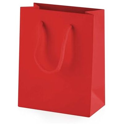 Thepaperbagstore 10 sacos de papel para festas e presentes, luxuosos, acabamento mate, com alças de corda vermelhas extra pequenas 115 x 65 x 145 mm Thepaperbagstore 10 sacos de papel para festas e presentes, luxuosos, acabamento mate, com alças de corda vermelhas extra pequenas 115 x 65 x 145 mm
