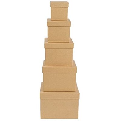 Ideen mit Herz Caixas de presente com tampa, conjunto de 5 unidades, 5 tamanhos diferentes entre si, grandes a pequenos, papel kraft, ideal para aniversários e casamentos, quadradas de 6 a 14 cm Ideen mit Herz Caixas de presente com tampa, conjunto de 5 unidades, 5 tamanhos diferentes entre si, grandes a pequenos, papel kraft, ideal para aniversários e casamentos, quadradas de 6 a 14 cm