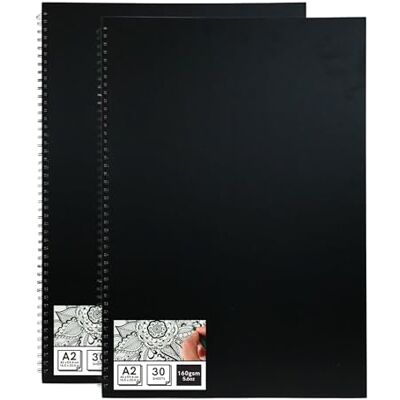 ARTME A2 bloco de desenho 2 peças vertical 30 folhas 160 gsm encadernado em prensado a frio grosso sem ácido papel perfuradas páginas para lápis carvão pastel marcador e estúdio esboços ARTME A2 bloco de desenho 2 peças vertical 30 folhas 160 gsm encadernado em prensado a frio grosso sem ácido papel perfuradas páginas para lápis carvão pastel marcador e estúdio esboços