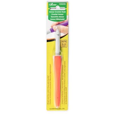 Clover Cl Amour Gancho de crochê, tamanho 9,00 mm, laranja Clover Cl Amour Gancho de crochê, tamanho 9,00 mm, laranja