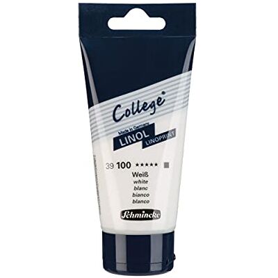 Schmincke College® Linol, tintas de linóleo para artistas. Branco em tubo de 75 ml, 39100013, tinta de linóleo à base de água com baixo odor, resistente à luz, impressão uniforme Schmincke College® Linol, tintas de linóleo para artistas. Branco em tubo de 75 ml, 39100013, tinta de linóleo à base de água com baixo odor, resistente à luz, impressão uniforme