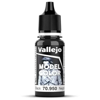 Vallejo Model Color tinta acrílica Preto (Black) Acabamento Mate, 18 ml. Autonivelante e Sistema BSL para Modelismo e Figuras Vallejo Model Color tinta acrílica Preto (Black) Acabamento Mate, 18 ml. Autonivelante e Sistema BSL para Modelismo e Figuras