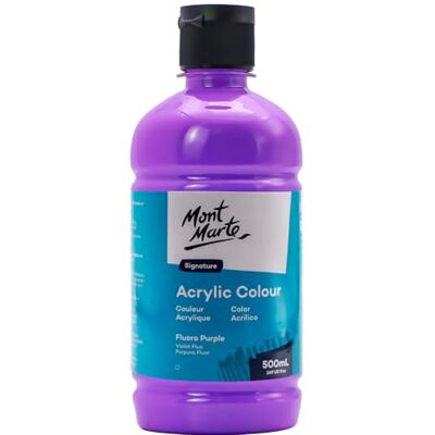 MONT MARTE Signature Tinta acrílica púrpura fluorescente, 16,9 oz (500 ml), embalagem de 6, 16,9 oz (500 ml), acabamento semimate, adequado para tela, madeira, tecido, couro, papelão, MDF e MONT MARTE Signature Tinta acrílica púrpura fluorescente, 16,9 oz (500 ml), embalagem de 6, 16,9 oz (500 ml), acabamento semimate, adequado para tela, madeira, tecido, couro, papelão, MDF e
