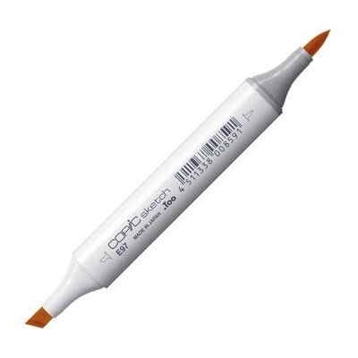 Copic Sketch E97, laranja intenso, marcador duplo com ponta de largura média e ponta do pincel. Copic Sketch E97, laranja intenso, marcador duplo com ponta de largura média e ponta do pincel.