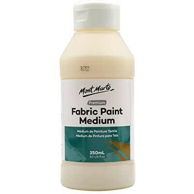 MONT MARTE Fabric Paint Medium Premium (fl.oz 8,5 EUA), têxtil médio para pintar tecidos, fácil de usar, evita a secagem, ideal para roupas e acessórios de tecido, artigos para casa e muito mais MONT MARTE Fabric Paint Medium Premium (fl.oz 8,5 EUA), têxtil médio para pintar tecidos, fácil de usar, evita a secagem, ideal para roupas e acessórios de tecido, artigos para casa e muito mais