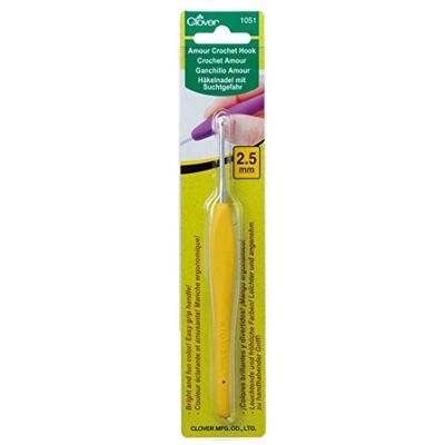 Clover Amour Gancho de crochê, alumínio e elastómeros, amarelo, 2,5 mm Clover Amour Gancho de crochê, alumínio e elastómeros, amarelo, 2,5 mm