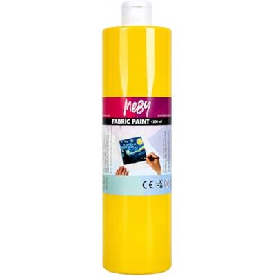 MEBY Tinta para tecido de 500 ml, tinta para tecidos claros, lavável e fixável em passar a ferro (amarelo) MEBY Tinta para tecido de 500 ml, tinta para tecidos claros, lavável e fixável em passar a ferro (amarelo)