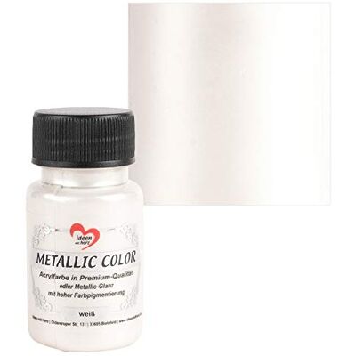 Ideen mit Herz Pintura Metalizada tinta acrílica para artesanato com brilho metálico nobre e alta pigmentação de cor 50 ml (branco) Ideen mit Herz Pintura Metalizada tinta acrílica para artesanato com brilho metálico nobre e alta pigmentação de cor 50 ml (branco)
