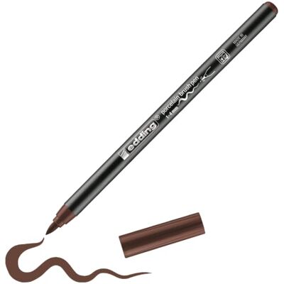 Edding 4200 marcador com ponta de pincel para porcelana castanho, 1 marcador ponta de pincel de 1-4 mm para pintar e decorar cerâmica, tinta resistente à luz e máquina de lavar louça, secagem rápida Edding 4200 marcador com ponta de pincel para porcelana castanho, 1 marcador ponta de pincel de 1-4 mm para pintar e decorar cerâmica, tinta resistente à luz e máquina de lavar louça, secagem rápida