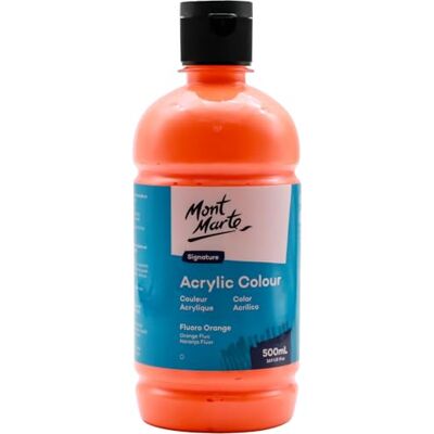 MONT MARTE Signature Tinta acrílica laranja fluorescente, 500 ml, embalagem de 6, 16,9 onças (500 ml), acabamento semimate, adequado para tela, madeira, tecido, couro, cartão, papel, MDF e trabalhos MONT MARTE Signature Tinta acrílica laranja fluorescente, 500 ml, embalagem de 6, 16,9 onças (500 ml), acabamento semimate, adequado para tela, madeira, tecido, couro, cartão, papel, MDF e trabalhos