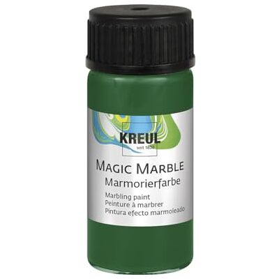 KREUL 73215 Tinta marmoreadora Magic Marble, frasco de 20 ml em verde, pintura marmoreadora por imersão de cores brilhantes para desenhos aleatórios e efeitos de cor exclusivos KREUL 73215 Tinta marmoreadora Magic Marble, frasco de 20 ml em verde, pintura marmoreadora por imersão de cores brilhantes para desenhos aleatórios e efeitos de cor exclusivos