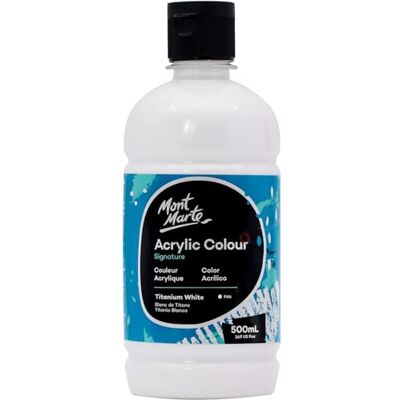 MONT MARTE Tinta acrílica branca, 500 ml, ideal para pintura acrílica, brilhante e resistente à luz com grande opacidade MONT MARTE Tinta acrílica branca, 500 ml, ideal para pintura acrílica, brilhante e resistente à luz com grande opacidade