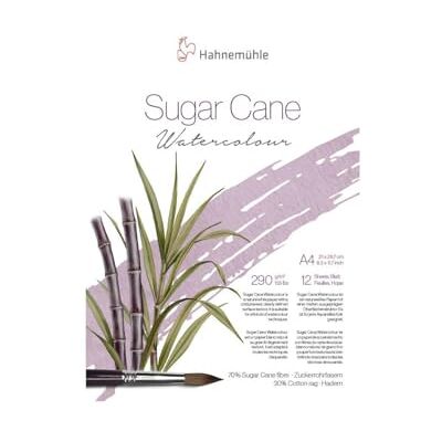 Hahnemühle Sugar Cane Watercolour Papel de aguarela (290 g/m², 12 folhas, DIN A4), branco Hahnemühle Sugar Cane Watercolour Papel de aguarela (290 g/m², 12 folhas, DIN A4), branco
