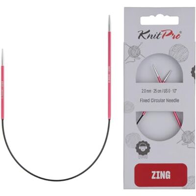 Knit Pro - Zing 25cm Agulha de tricô circular fixa - Prata Knit Pro - Zing 25cm Agulha de tricô circular fixa - Prata