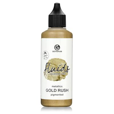 Octopus 100 ml Fluids álcool Ink GOLD RUSH, tinta álcool para Fluid Art e resina artística, ouro metálico Octopus 100 ml Fluids álcool Ink GOLD RUSH, tinta álcool para Fluid Art e resina artística, ouro metálico