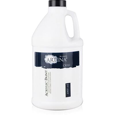 Artina Tinta acrílica 2 l branco titânio para Acrylic Pouring 2000 ml alta opacidade brilho de cor e resistência à luz como fundo profissional artista tubo Crylic Artina Tinta acrílica 2 l branco titânio para Acrylic Pouring 2000 ml alta opacidade brilho de cor e resistência à luz como fundo profissional artista tubo Crylic