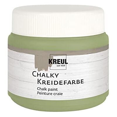 KREUL 75318 Chalky Chalk Paint, Velvet Olive em lata de plástico de 150 ml, cor macia, cobertura cremosa, secagem rápida, para efeitos de aparência usados KREUL 75318 Chalky Chalk Paint, Velvet Olive em lata de plástico de 150 ml, cor macia, cobertura cremosa, secagem rápida, para efeitos de aparência usados