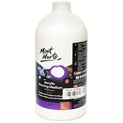 MONT MARTE Pouring Medium 1 litro ideal para o derrame de acrílico, perfeito para pinturas acrílicas e técnicas de Pouring para brilho, profundidade de cor e melhor brilho MONT MARTE Pouring Medium 1 litro ideal para o derrame de acrílico, perfeito para pinturas acrílicas e técnicas de Pouring para brilho, profundidade de cor e melhor brilho