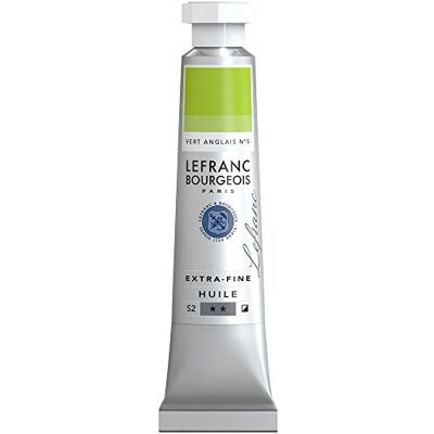 Lefranc Bourgeois Óleo extra fino de 20 ml, tubo de pintura, verde inglês número 5 Lefranc Bourgeois Óleo extra fino de 20 ml, tubo de pintura, verde inglês número 5
