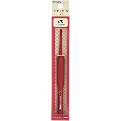 TULIP Gancho de croché tamanho 7, alumínio e aço inoxidável, vermelho, 4 mm TULIP Gancho de croché tamanho 7, alumínio e aço inoxidável, vermelho, 4 mm