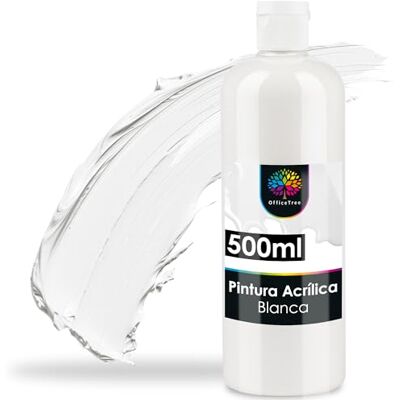 OfficeTree Color Acrílico Branco 500 ml Tinta Acrílica Com Base Aquosa Para Amadores Ideal Para Misturar OfficeTree Color Acrílico Branco 500 ml Tinta Acrílica Com Base Aquosa Para Amadores Ideal Para Misturar