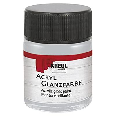 KREUL 79516 Tinta acrílica brilhante, frasco de 50 ml em cor prata, tinta acrílica lisa brilhante para colorir e fazer artesanato, à base de água, resistente à saliva KREUL 79516 Tinta acrílica brilhante, frasco de 50 ml em cor prata, tinta acrílica lisa brilhante para colorir e fazer artesanato, à base de água, resistente à saliva