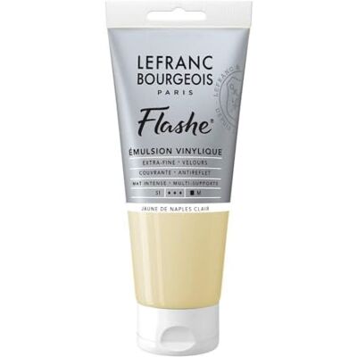 Lefranc Bourgeois Flashe Tinta acrílica, amarelo nápoles claro, tubo de 80 ml, vinil farbe Lefranc Bourgeois Flashe Tinta acrílica, amarelo nápoles claro, tubo de 80 ml, vinil farbe