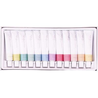 Craftelier Conjunto de 12 Tubos de Tinta Acrílica de Cores Pastéis Misturáveis Resistente à Água Após o Secado Superfícies de Madeira, Tela, Papel, Couro e Tecido Quantidade 12 ml Craftelier Conjunto de 12 Tubos de Tinta Acrílica de Cores Pastéis Misturáveis Resistente à Água Após o Secado Superfícies de Madeira, Tela, Papel, Couro e Tecido Quantidade 12 ml
