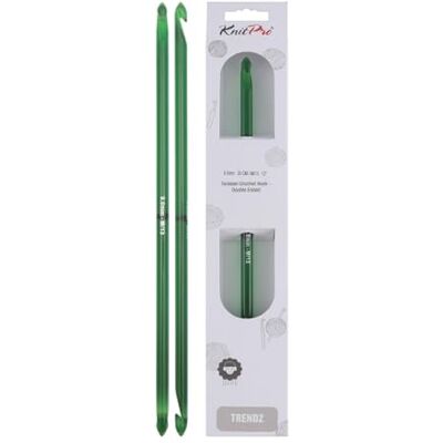 Ago de Crochê Duplo KnitPro Trendz - Acrílico 30cm 9,00mm Verde Ago de Crochê Duplo KnitPro Trendz - Acrílico 30cm 9,00mm Verde