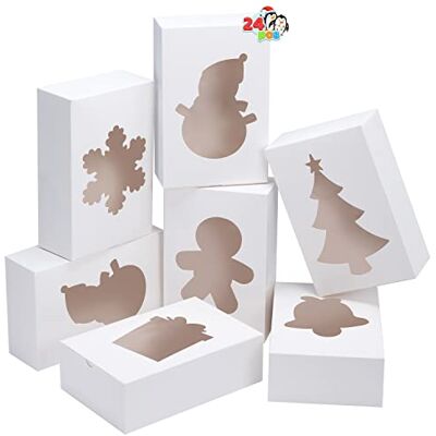 JOYIN 24 peças caixas de bolachas de Natal, caixas de guloseimas brancas lisas com janela 9'x 6'x 3'' Bakery Gift Warpping Box para bolos, bolachas, brownies, donuts de Natal JOYIN 24 peças caixas de bolachas de Natal, caixas de guloseimas brancas lisas com janela 9'x 6'x 3'' Bakery Gift Warpping Box para bolos, bolachas, brownies, donuts de Natal