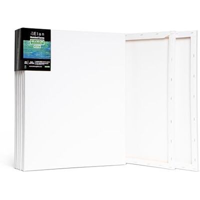 Elan Telas Pré-estiradas 40x50, Pacote de 6 100% Algodão Telas para Pintura Retangular, Tela para Pintura 280GSM, Tela 40x50, Tela para Pintura Lienzo para Pintar de 100% Fibra Natural de Algodón, Libre de Ácidos, Blanco, Ideal para Pintura Acrílica y G Elan Telas Pré-estiradas 40x50, Pacote de 6 100% Algodão Telas para Pintura Retangular, Tela para Pintura 280GSM, Tela 40x50, Tela para Pintura Lienzo para Pintar de 100% Fibra Natural de Algodón, Libre de Ácidos, Blanco, Ideal para Pintura Acrílica y G