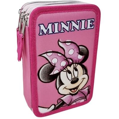 Disney Minnie Mouse Cuoricino Estojo multicompartimento com 3 fechos de correr para a escola, 44 unidades, canetas, lápis de cor, marcadores giotto, turquesa, Minnie Disney Minnie Mouse Cuoricino Estojo multicompartimento com 3 fechos de correr para a escola, 44 unidades, canetas, lápis de cor, marcadores giotto, turquesa, Minnie