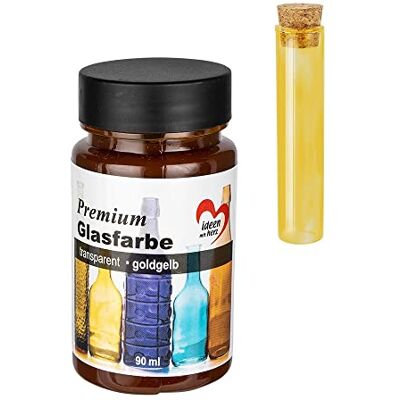 Ideen mit Herz Tinta para vidro de alta qualidade, transparente, impermeável, 90 ml (amarelo dourado) Ideen mit Herz Tinta para vidro de alta qualidade, transparente, impermeável, 90 ml (amarelo dourado)