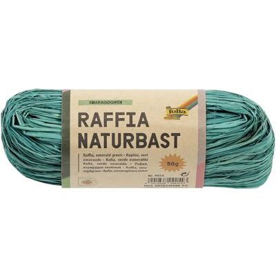 Folia Fita de ráfia natural, 50 g, smaragdgrn Folia Fita de ráfia natural, 50 g, smaragdgrn