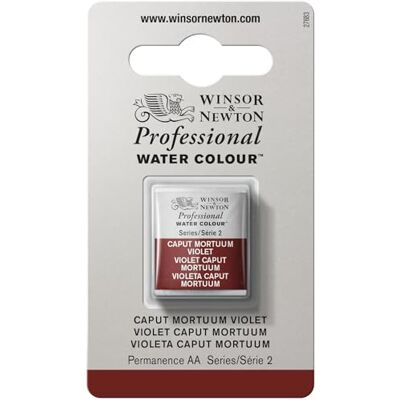 Winsor & Newton Aquarela profissional pintura de aguarela, alta luminosidade, resistente à luz, qualidade do arquivo, 1/2 Godet, cor violeta Caput Mortuum Winsor & Newton Aquarela profissional pintura de aguarela, alta luminosidade, resistente à luz, qualidade do arquivo, 1/2 Godet, cor violeta Caput Mortuum