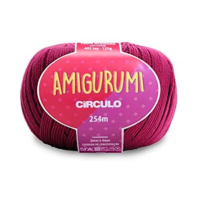 CÍRCULO Amigurumi Fio 100% algodão virgem brasileiro mercerizado para croché e malha, macio, espessura desportiva, 1254 m, cor 3154, bordô CÍRCULO Amigurumi Fio 100% algodão virgem brasileiro mercerizado para croché e malha, macio, espessura desportiva, 1254 m, cor 3154, bordô