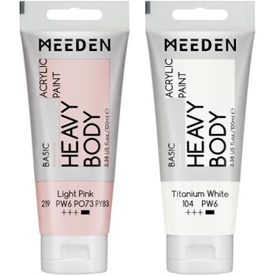 MEEDEN Tinta acrílica rosas pouco profundas: 100 ml de espessura do tubo de pintura acrílica, com titânio adicional branco, para pintura de arte em tela MEEDEN Tinta acrílica rosas pouco profundas: 100 ml de espessura do tubo de pintura acrílica, com titânio adicional branco, para pintura de arte em tela