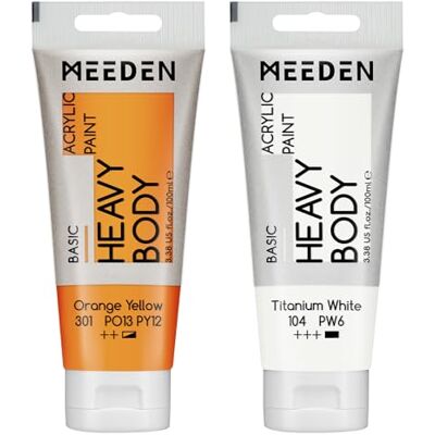 MEEDEN Tinta acrílica amarela laranja: 100 ml de espessura de pintura acrílica para tubos, com titânio branco adicional, para pintura de arte de tela MEEDEN Tinta acrílica amarela laranja: 100 ml de espessura de pintura acrílica para tubos, com titânio branco adicional, para pintura de arte de tela