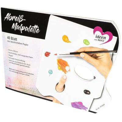 Ideen mit Herz Paleta de pintura para pintura a óleo, água ou acrílico, placa de mistura de cores, prática e sem limpeza, 23 cm x 30,5 cm, 50 g/m², 40 folhas Ideen mit Herz Paleta de pintura para pintura a óleo, água ou acrílico, placa de mistura de cores, prática e sem limpeza, 23 cm x 30,5 cm, 50 g/m², 40 folhas