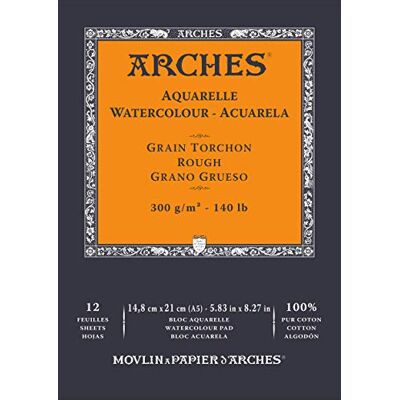 ARCHES Bloc Enc 14,8 x 21 12H Aquarelle 100 % grosso 300 g branco Nat ARCHES Bloc Enc 14,8 x 21 12H Aquarelle 100 % grosso 300 g branco Nat