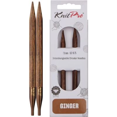 KnitPro Ginger Agulhas Circulares Curtas de Bétula - Agulhas de tricô KnitPro Ginger Agulhas Circulares Curtas de Bétula - Agulhas de tricô