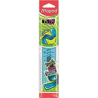 Maped Twist'n Flex régua, plana, flexível, lúdica e inquebrável, 15 cm, dupla graduação, cor azul Maped Twist'n Flex régua, plana, flexível, lúdica e inquebrável, 15 cm, dupla graduação, cor azul