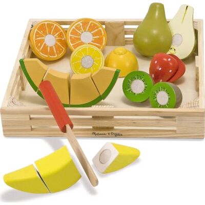 Melissa & Doug Conjunto de frutas para cortar comida de brinquedo de madeira, gaveta de madeira, 17 peças, meninas e meninos, ideal para idades de 3, 4 e 5 anos Melissa & Doug Conjunto de frutas para cortar comida de brinquedo de madeira, gaveta de madeira, 17 peças, meninas e meninos, ideal para idades de 3, 4 e 5 anos