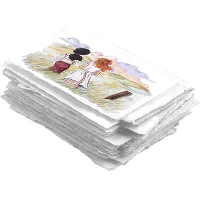 WANDERINGS Papel grosso feito à mão para aguarela com rebordo de cobertura, 9 x 12 a 300 GSM, papel com textura de prensa a frio, feito com algodão reciclado, 25 folhas soltas WANDERINGS Papel grosso feito à mão para aguarela com rebordo de cobertura, 9 x 12 a 300 GSM, papel com textura de prensa a frio, feito com algodão reciclado, 25 folhas soltas