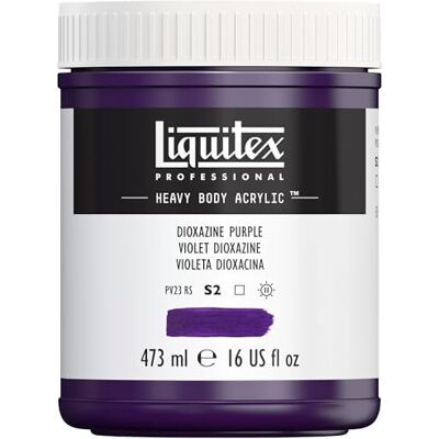 Liquitex tinta acrílica profissional Heavy Body corpo espesso, frasco de 473 ml, cor púrpura dioxacina Liquitex tinta acrílica profissional Heavy Body corpo espesso, frasco de 473 ml, cor púrpura dioxacina