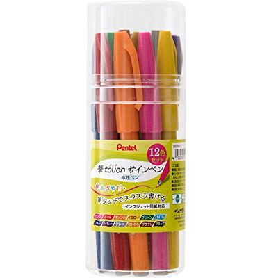 Pentel Conjunto de caneta de toque de feltro 12 cores (importação do Japão) Pentel Conjunto de caneta de toque de feltro 12 cores (importação do Japão)