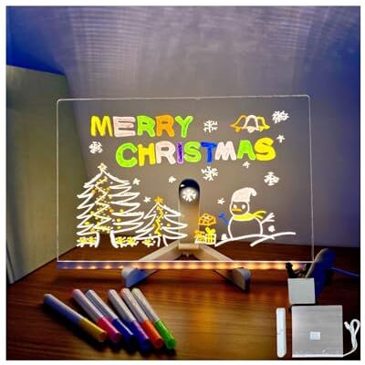 Ahhzyys Ardósia LED de mensagens coloridas, quadro de desenho luminoso, quadro de desenho / escrita LED em acrílico, quadro mágico luminoso com luz para casa e escritório Ahhzyys Ardósia LED de mensagens coloridas, quadro de desenho luminoso, quadro de desenho / escrita LED em acrílico, quadro mágico luminoso com luz para casa e escritório