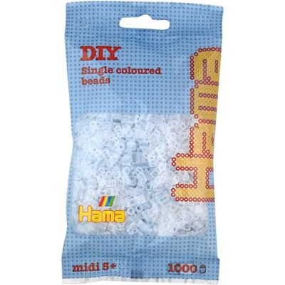 Hama Bolsa de contas Aprox. 1000 contas midi fusíveis para artesanato e mosaicos Contas de fusão para crianças criativas 5+ Jogo de arte e decoração Transparente Hama Bolsa de contas Aprox. 1000 contas midi fusíveis para artesanato e mosaicos Contas de fusão para crianças criativas 5+ Jogo de arte e decoração Transparente