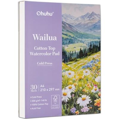 Ohuhu Papel de aguarela A4, 30 folhas, 300 g/m², prensado a frio Papel branco pesado de 300 g/m², papel de aguarela para pintura de artista profissional para aguarela Ohuhu Papel de aguarela A4, 30 folhas, 300 g/m², prensado a frio Papel branco pesado de 300 g/m², papel de aguarela para pintura de artista profissional para aguarela